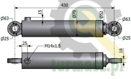 Cylinder hydrauliczny, siłownik pomocniczy jedno wejście Zetor SMN.50.250 70118033 Kraj