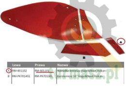 Dłuto, nakładka lemiesza obracalna prawa Vogel&Noot Vulcan pasuje śruba M12X34OV2 - 2 szt.