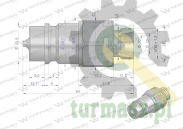 Szybkozłącze hydrauliczne wtyczka M18x1.5 gwint zewnętrzny EURO (9100818W) (ISO 7241-A) Waryński