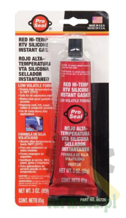 Uszczelniacz silikonowy czerwony wysokotemperaturowy RTV Pro Seal 85g