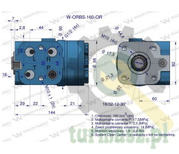 Orbitrol hydrauliczny W-ORBS-OR 160 cm3/obr z zaworami (System Open Center - z reakcją z kół na kierownicę) Waryński